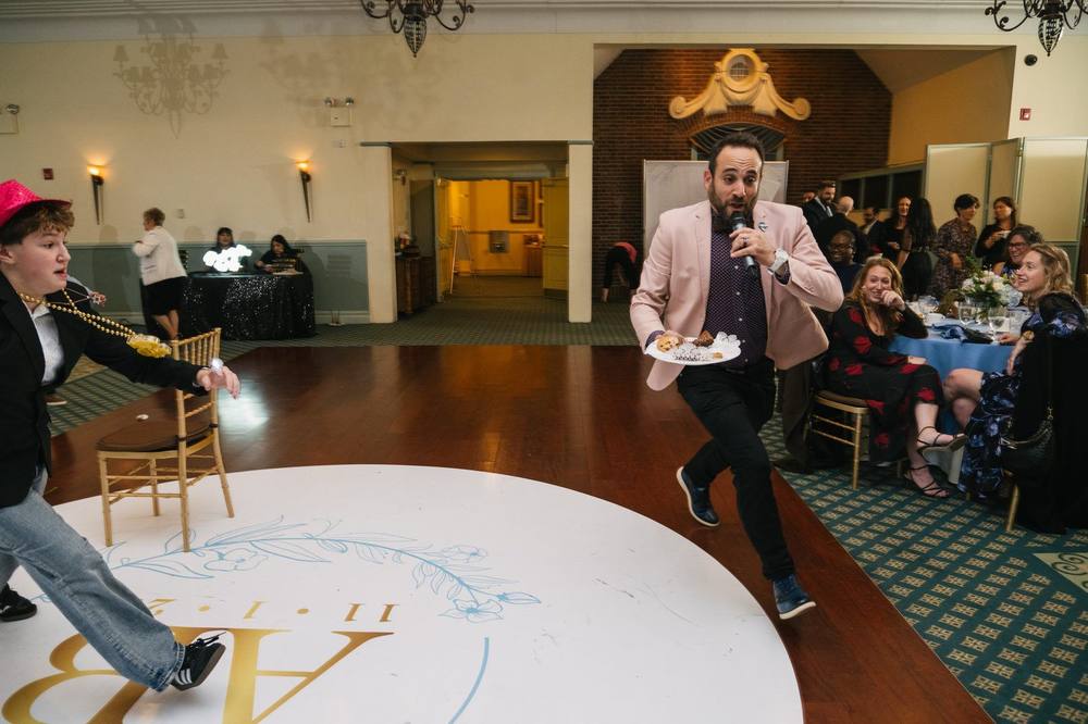 DJ Michael Demby performing at a wedding reception