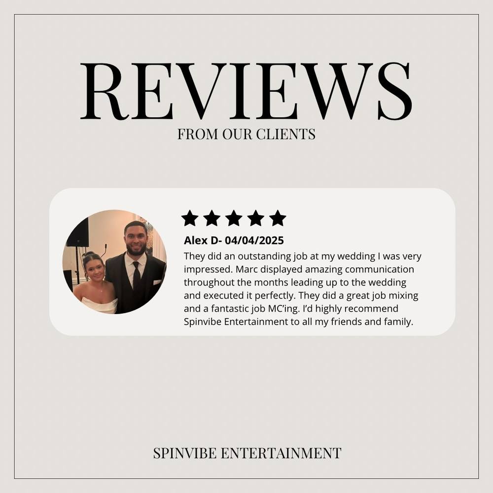Client review screenshot for SpinVibe Entertainment